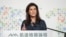 美国前常驻联合国代表妮基·黑利(Nikki Haley）在台北举办的《凯达格兰论坛：2024印太安全对话》上发表讲话。（2024年8月21日）
