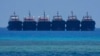 2023年4月，大批中国民兵船在在南中国有争议的海圣灵礁（Whitsun Reef）附近排列。