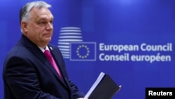 匈牙利总理欧尔班（Viktor Orban）在布鲁塞尔出席欧盟领导人峰会。（2023年12月14日）