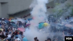 香港争取真普选的雨伞运动(资料照片 美国之音海彦拍摄)