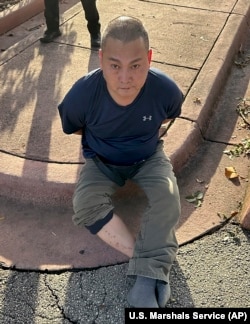 美國警方發布的照片顯示，涉嫌殺害四名華人的犯罪嫌疑人陳武已經被邁阿密警方逮捕。 （2022年11月22日）