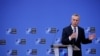 北约秘书长延斯·斯托尔滕贝格（Jens Stoltenberg）3月16日在布鲁塞尔举行新闻发布会。