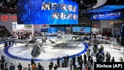 第14屆珠海航空航天展上中國航空工業集團的展台。（2022年11月8日）