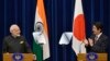 2016年11月11日日本東京印度總理莫迪和日本首相安倍晉三在記者會上