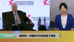 VOA连线：麦凯恩：中国的行为愈加像个恶霸