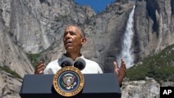2016年6月18日美国总统奥巴马在美国西部的优胜美地发表讲话。