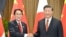 日本首相岸田文雄与中国领导人习近平在曼谷参加亚太经合组织会议期间见面。（2022年11月17日）