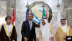 美國總統奧巴馬參加在沙特阿拉伯利雅得召開的海灣合作委員會峰會。（2016年4月21日）