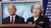 FILE - Dr. Anne Schuchat, principal deputy director for Centers of Disease Control Prevention, right, and Dr. Anthony Fauci, director of the National Institute for Allergy and Infectious Disease, speak at the White House in Washington, April 11, 2016.