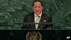 北韓外長李勇浩9月23日在聯大會議上發言