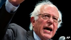 民主党总统参选人桑德斯6月23日在纽约的一次集会上（资料图）