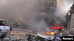 大馬士革中部爆炸燒毀汽車