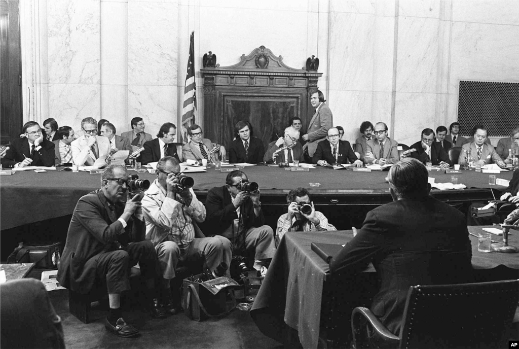 A general view of the Senate Watergate Committee hearings on August 3, 1973. (AP Photo)