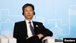 中國財政部長劉昆2018年5月28日在上海出席新開發銀行（又稱金磚國家開發銀行）第三屆年會。