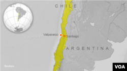 智利星期三晚發生地震的震央