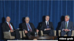 美國四任前防長稱再平衡非圍堵中國。（視頻截圖）