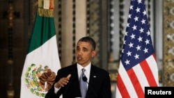 美國總統奧巴馬訪問墨西哥﹐5月2日在新聞發佈會上講話