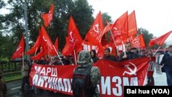 反资本主义游行。(美国之音白桦拍摄)
