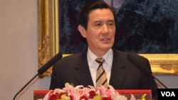 英九總統3月23日召開中外記者會的資料照。 （美國之音申華拍攝）