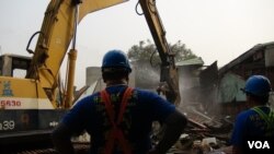 台北金华街被强制拆迁(美国之音杨晨拍摄)