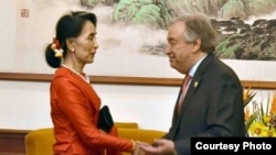 昂山素姬2017年5月15日在北京會晤聯合國秘書長古鐵雷斯。
