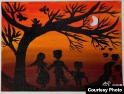 姚晨在微博上贴夏健强绘画：“最暗的夜里，才能看见最亮的光” （姚晨微博图片）