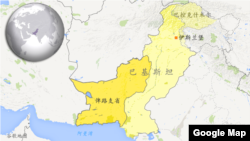 巴基斯坦俾路支省地理位置示意圖。