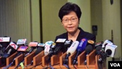 香港特首林郑月娥。（美国之音汤惠芸摄）