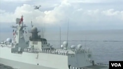 中國海軍到南中國海最南端宣示主權(視頻截圖)