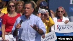 共和党总统侯选人罗姆尼抨击奥巴马对华政策(美国之音视频截图)