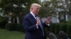 特朗普总统在离开白宫前往他在新泽西州贝德敏斯特的高尔夫度假地前接受记者采访。(2019年7月19日)