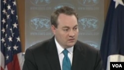 美國國務院代理副發言人文特雷爾。(美國之音視頻截圖) 