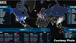 黑客網絡攻擊位置圖 (網絡圖片)