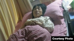 大陆义工9日在湖南省长沙市省妇幼保健院里拍摄到的将被强流孕妇曹如意的照片