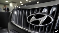 南韓現代汽車在車頭的標誌 (資料圖片)