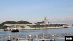 在美军横须贺基地停泊的里根号航母 （资料照片）