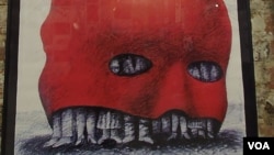 红色恐怖，90年代初时的宣传画(美国之音白桦拍摄)