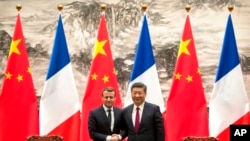 法國總統馬克龍2018年1月9日會見中國國家主席習近平（美聯社）