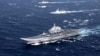 在南中国海地区进行演练的“辽宁号”航母编队。（资料照片）