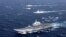 中国辽宁号航空母舰与随行船队在南中国海演习（2016年12月）