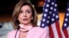 资料照：美国国会众议院议长佩洛西（House Speaker Nancy Pelosi, D-CA）在国会山召开的记者会上发言。