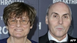 荣获2023年的诺贝尔生理学或医学奖的卡塔琳·考里科（Katalin Kariko）教授（左）和德鲁·韦斯曼（Drew Weissman）教授。