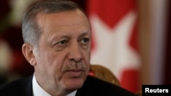 土耳其总统埃尔多安在记者会上