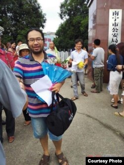 广西公民端启宪纪念六四26周年被拘留10天后获释。（博讯图片）