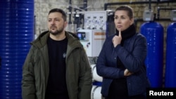 Владимир Зеленский и Метте Фредериксен в Николаеве. 30 января 2023 г. 