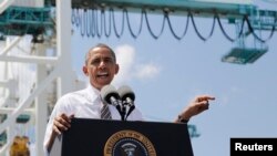 奧巴馬在佛州港口城市邁阿密訪問