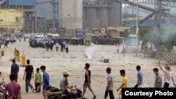 廣東羅定市近日萬人抗議建造垃圾焚燒廠（網絡照片）