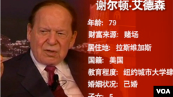 赌王 谢尔顿·艾德森 (VOA视频截图) 