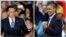 Mitt Romney (l) and President Barack Obama