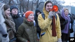 莫斯科集會中的示威者